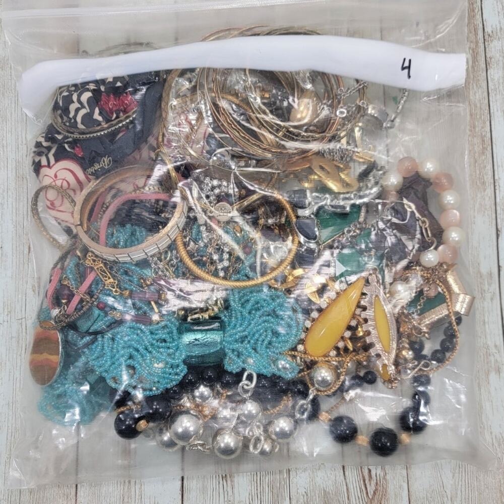 Wearable Or Sellable Earrings, Chans, Bracelets & Parts 3 lbs. Bag of Jewelry